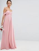Asos Wedding Bandeau Tie Front Maxi Dress - Pink