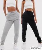 Asos Design Tall Basic Jogger With Tie 2 Pack Save - Multi