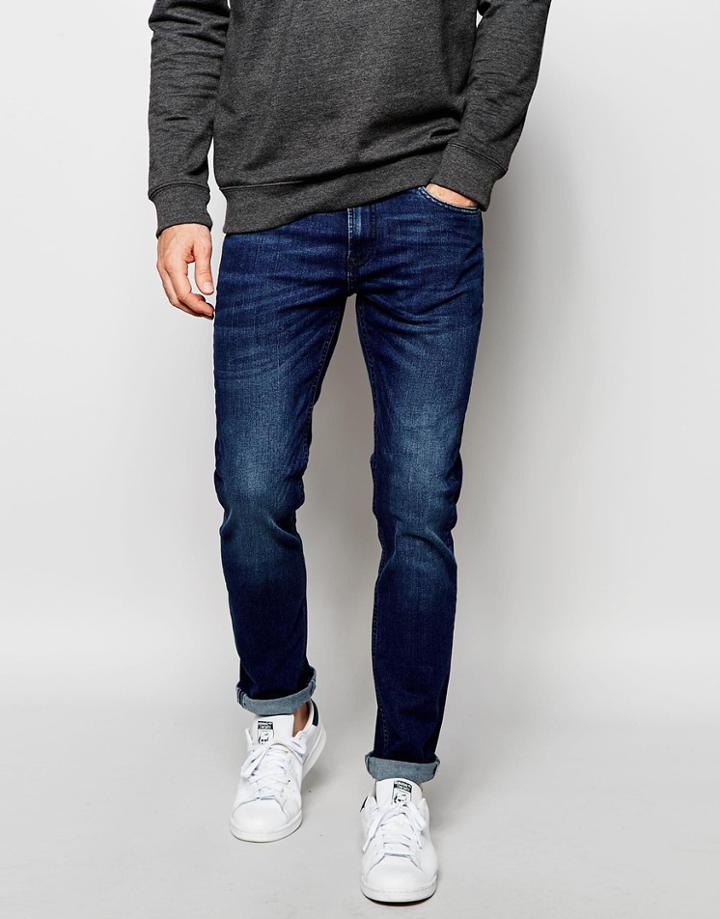 Produkt Mid Wash Jeans In Skinny Fit - Dark Blue