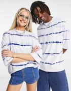 Asos Daysocial Unisex Oversized T-shirt With Tie Dye Stripe In Blue