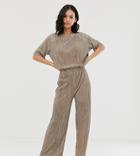 Another Reason Relaxed Pants In Plisse Two-piece - Beige