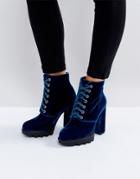 Truffle Collection Lace Up Platform Boot - Blue
