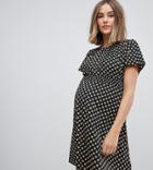 New Look Maternity Dress With Shirred Waist In Black Pattern - Black