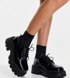 Truffle Collection Wide Fit Lace Up Shoes With Extreme Sole In Black Patent