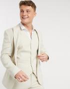 Asos Design Wedding Super Skinny Suit Jacket In Stone Micro Texture-neutral
