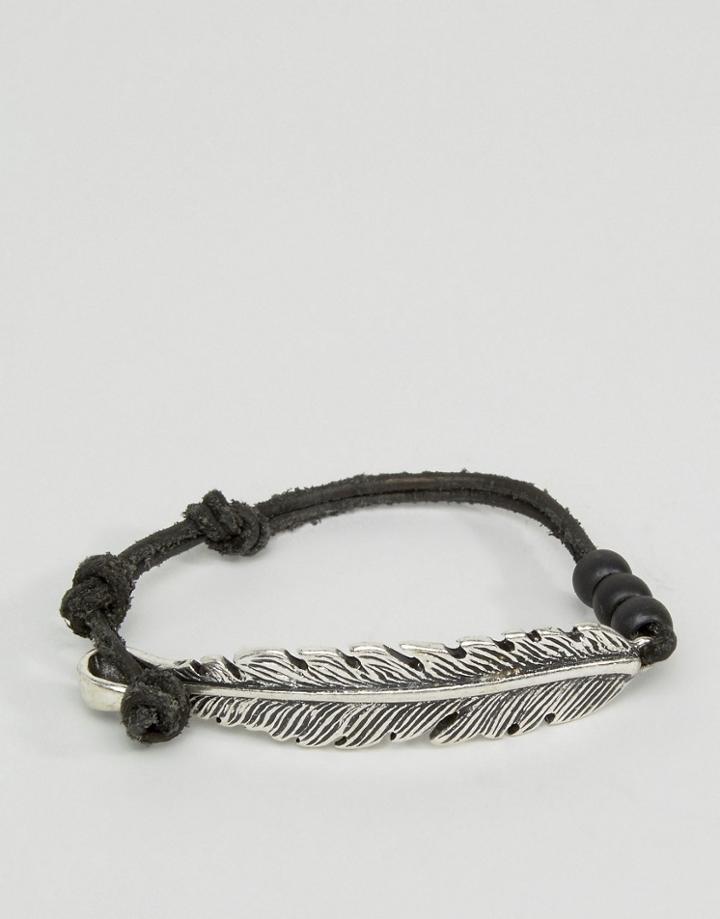 Icon Brand Feather & Suede Bracelet - Black