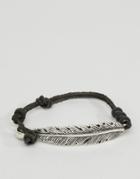Icon Brand Feather & Suede Bracelet - Black