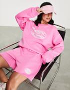 Asos Weekend Collective Runner Shorts With Oval Logo In Pink - Part Of A Set