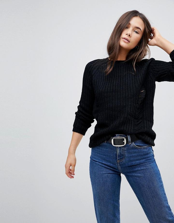 Qed London Thick Knit Sweater - Black