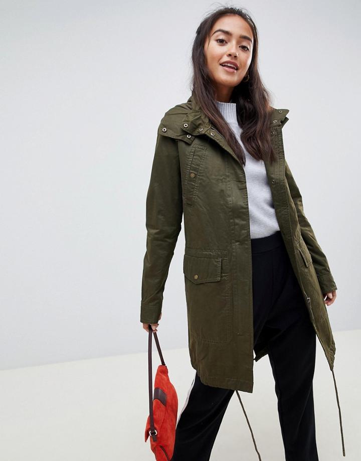 Only Amber Long Parka Coat - Green