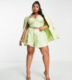 Asos Luxe Curve Jacquard Short In Lime Green - Part Of A Set
