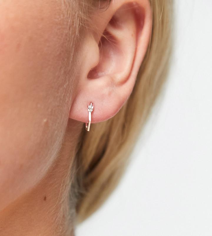 Kingsley Ryan 10mm Hexagon Huggie Hoops In Sterling Silver