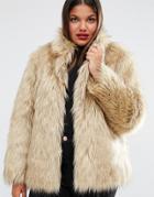 Asos Curve Jacket In Vintage Faux Fur - Beige
