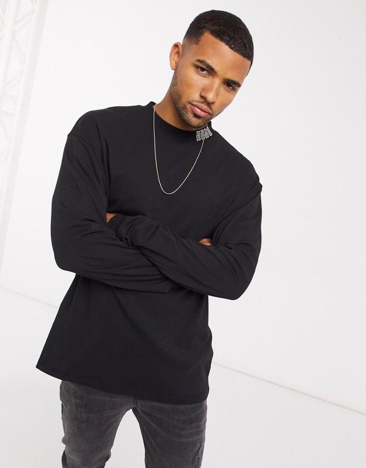 Hugo Dotch Oversized Fit Long Sleeve T-shirt In Black