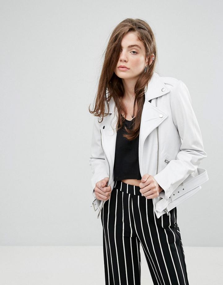 Gestuz Laika Real Leather White Jacket - White