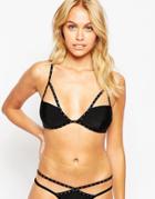 Asos Stud Embellished Strappy Triangle Bikini Top - Black