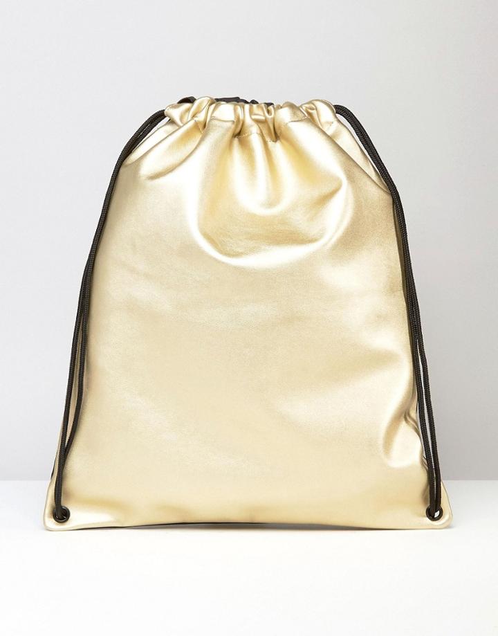 Asos Drawstring Bag In Gold - Gold