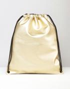 Asos Drawstring Bag In Gold - Gold