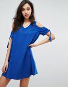Supertrash Dado Cold Shoulder Dress - Blue