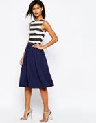 Asos Full Midi Dress With Stripe Top - Multi