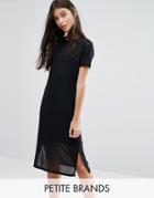 New Look Petite Mesh Midi Dress - Black