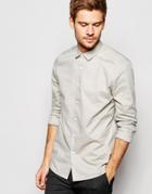 Asos Smart Shirt With Textured Marl In Olive Green In Regular Fit - Olive Green