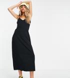Collusion Organic Cotton Cami Maxi Dress In Black