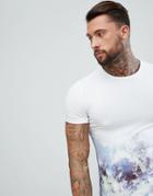 Religion Muscle Fit T-shirt With Oil Print Fade - White
