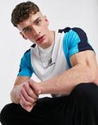 New Balance Color-block T-shirt In White And Blue
