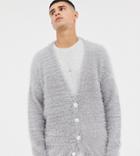 Noak Drop Shoulder Cardi In Premium Yarn - Gray