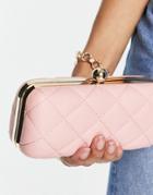 True Decadence Quilted Clutch Bag In Light Pink