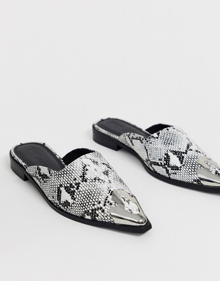 Asos Design Maintenance Western Mule In Snake-multi