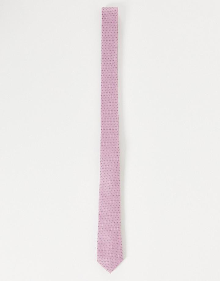 Asos Design Slim Tie In Pink Geo Print