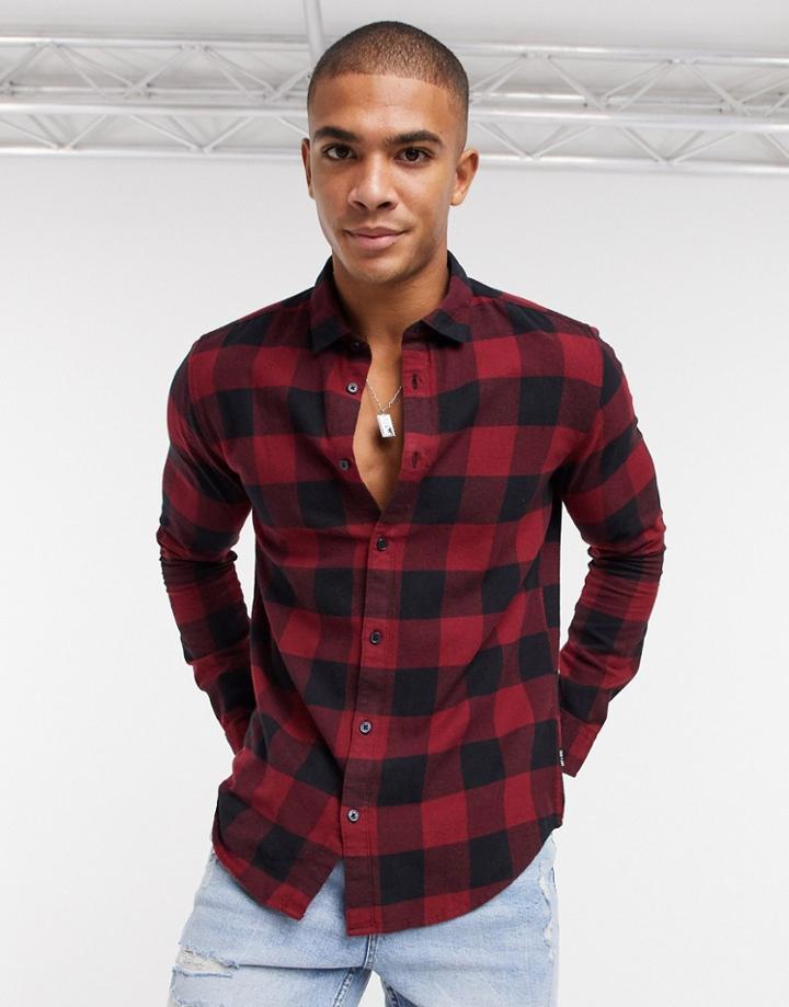 Only & Sons Buffalo Check Shirt In Red