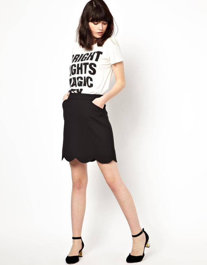 Boutique By Jaeger Mini Skirt With Scallop Edge