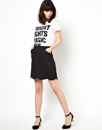 Boutique By Jaeger Mini Skirt With Scallop Edge