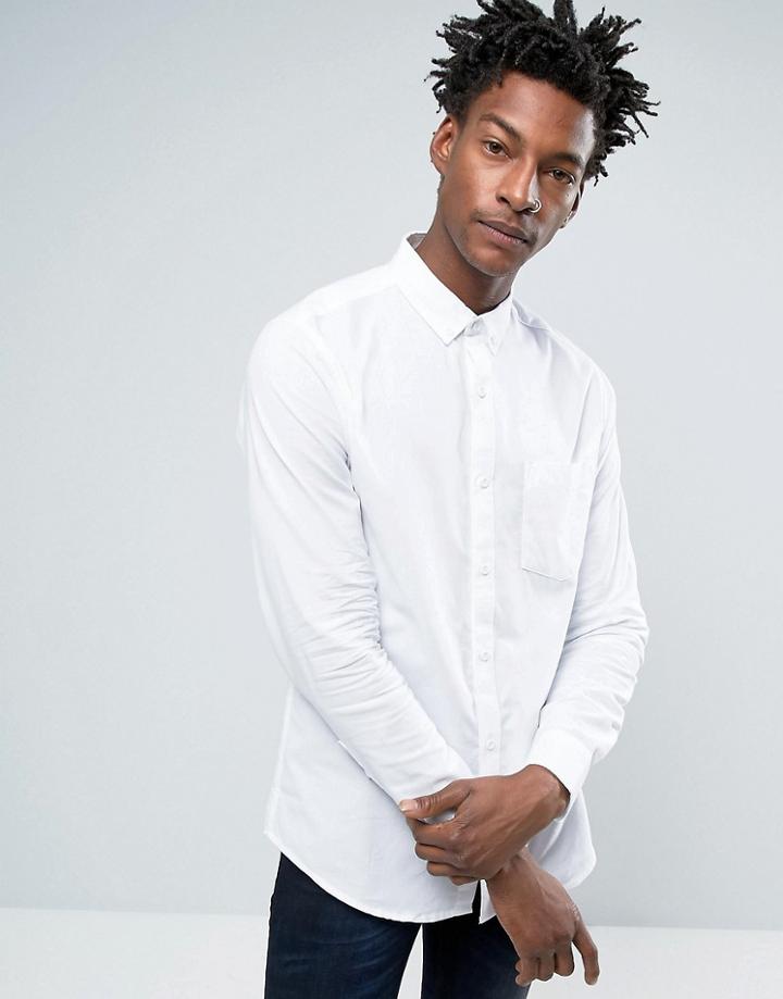 Troy Slim Fit Oxford Shirt With Pocket - White