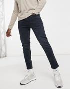 River Island Tapered Jeans In Dark Blue-blues