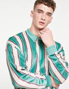 Asos Design Oversized Towelling Sweatshirt In Stripes With New York Print-multi