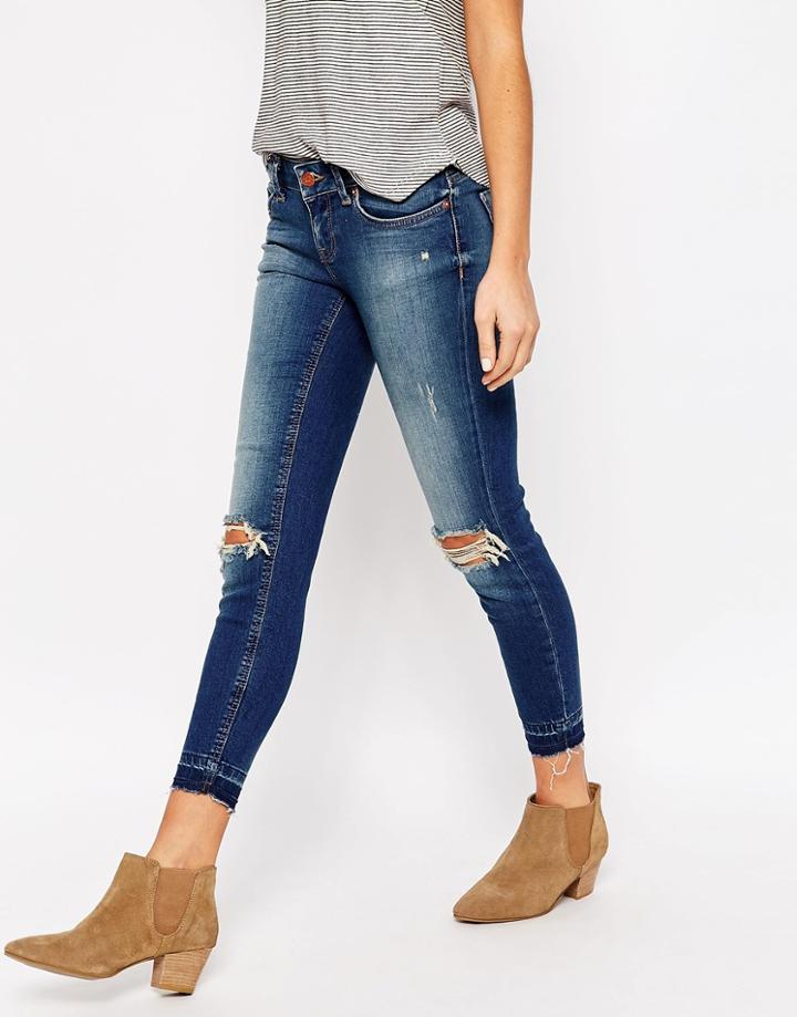 Only Coral Distressed Jeans 30 Leg - Dark Blue Denim 30