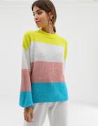 Y.a.s Color Block Knitted High Neck Sweater - Multi