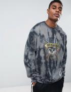Asos Oversized Sweatshirt With Tie Dye Guns N Roses Print - Gray