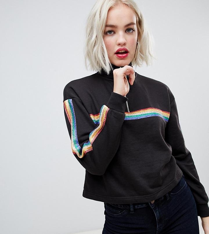 New Look Rainbow Stripe Sweat Top