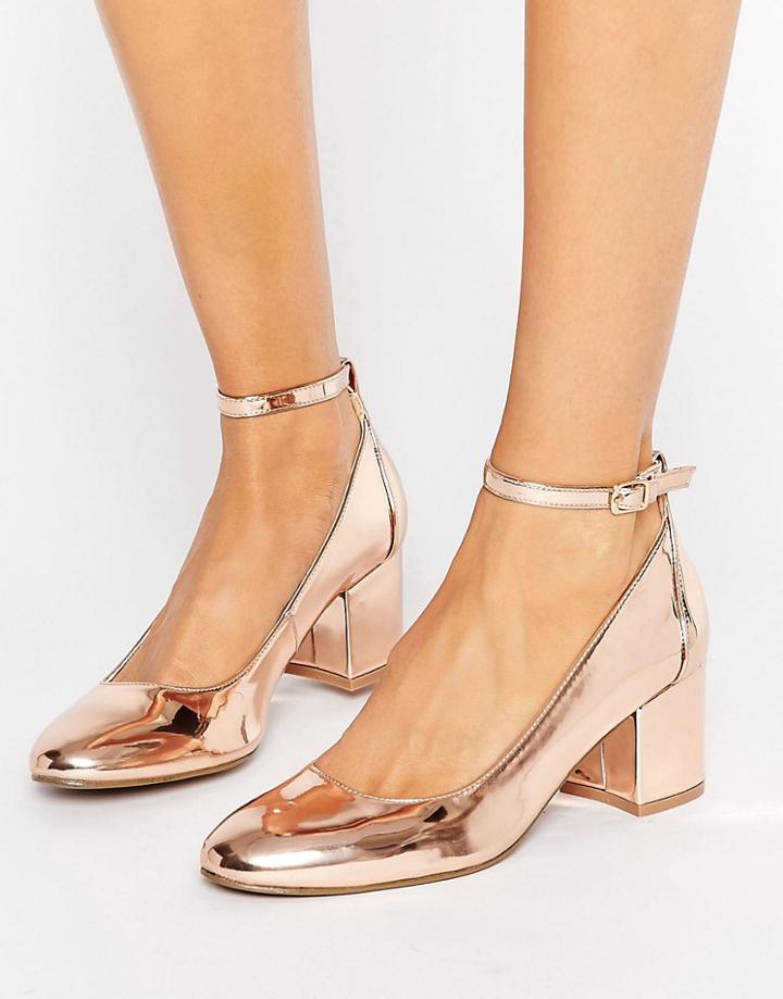 London Rebel Rose Gold Kitten Heel Shoe - Copper