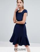 Closet London Pephem Midi Dress With Cap Sleeve - Navy