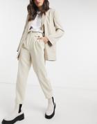Topshop Twill Pants In Cream-white