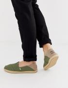 Toms Stamp Down Espadrilles In Khaki Canvas - Green