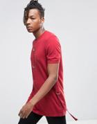 Asos Longline Knitted T-shirt With D Rings - Red