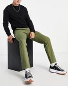 New Look Slim Chino Pants In Khaki-green