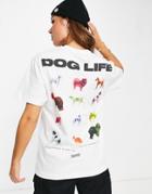 Crooked Tongues Oversized T-shirt With It's A Dogs Life Print In White